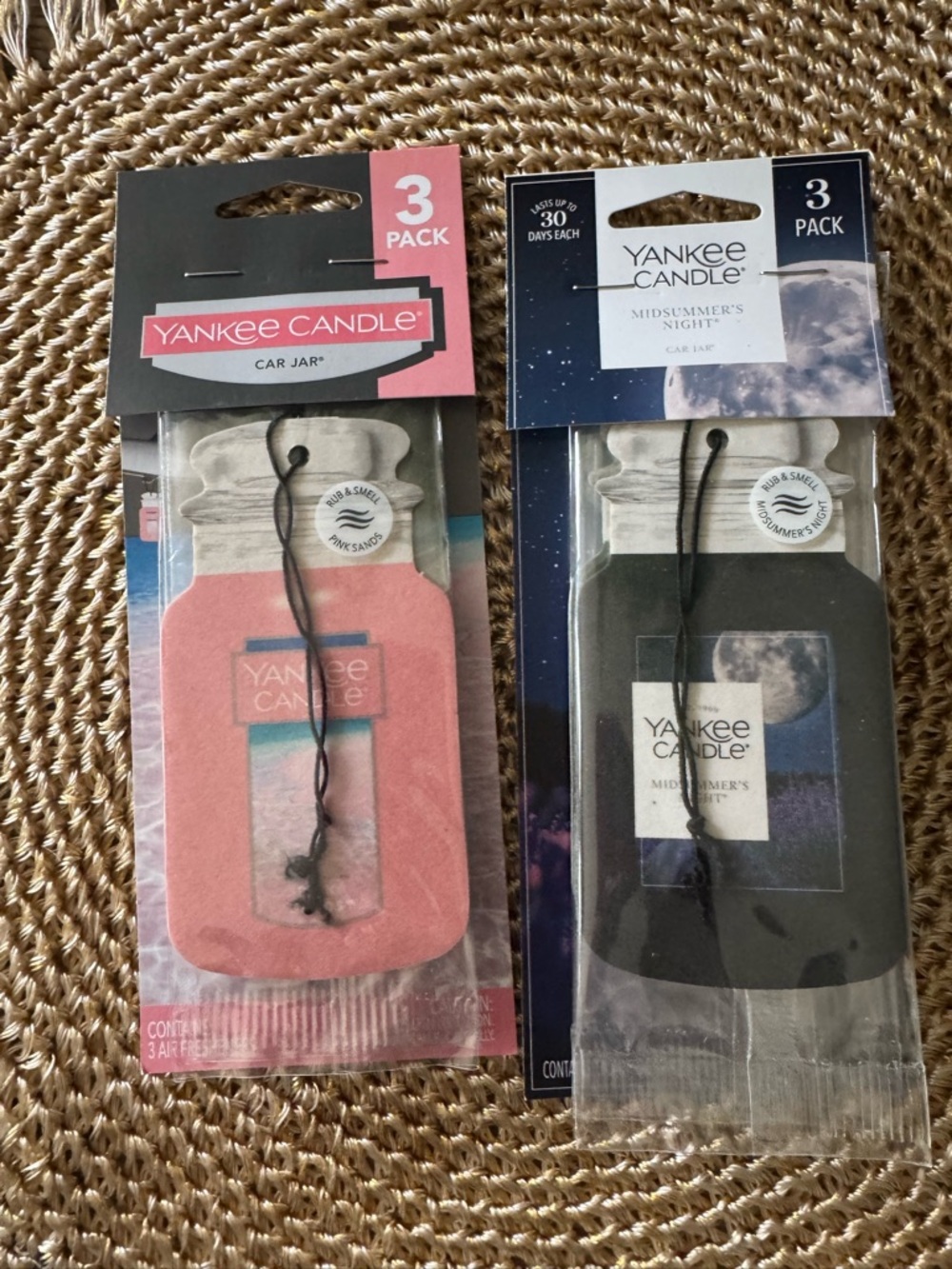 6 Yankee Candle Car or Bathroom Jar Air Freshener 3-Pack of 2 Scents (6 Total)